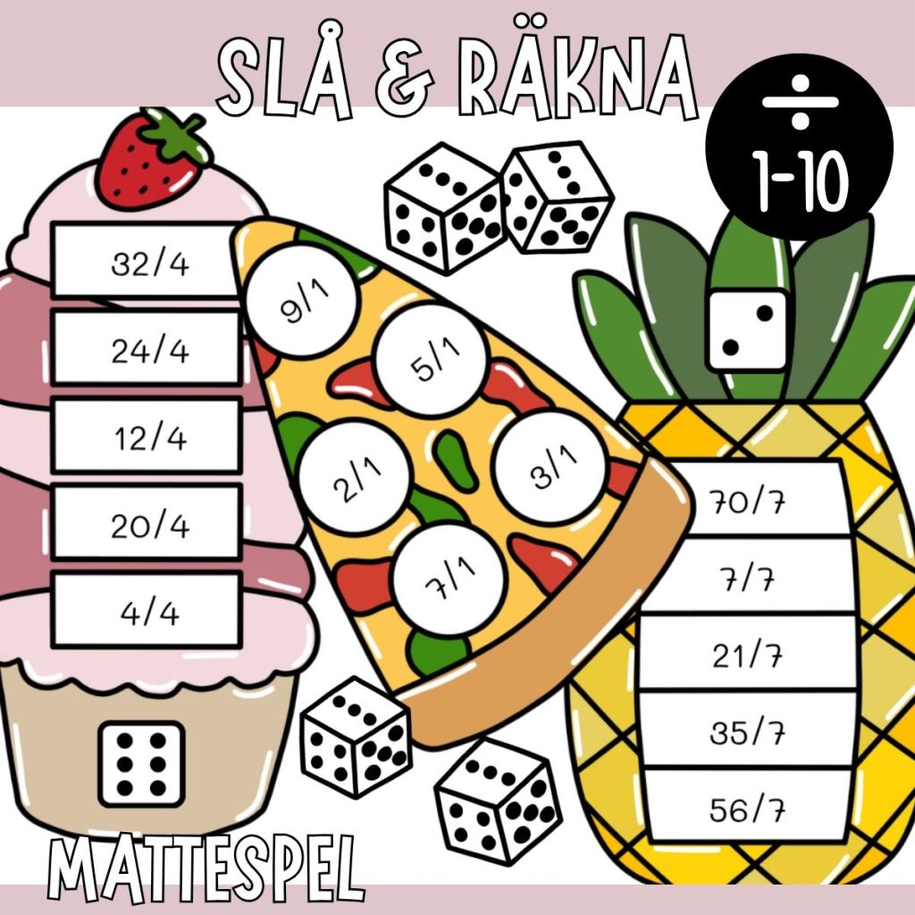 Slå & räkna – 10 divisionsspel med division 1–10