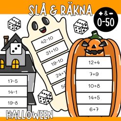 Slå & räkna Halloween - 10 mattespel med addition och subtraktion