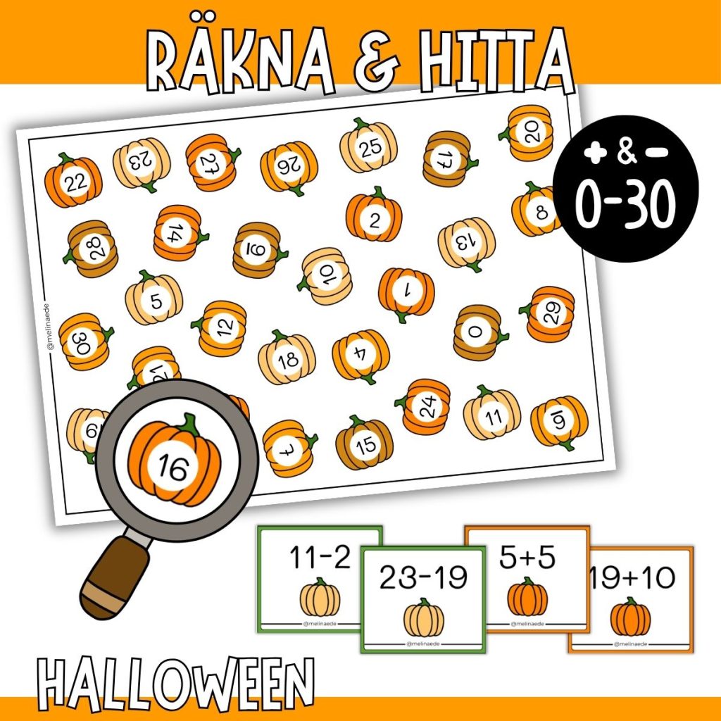 Räkna & hitta Halloween – Mattespel med addition och subtraktion 0-30
