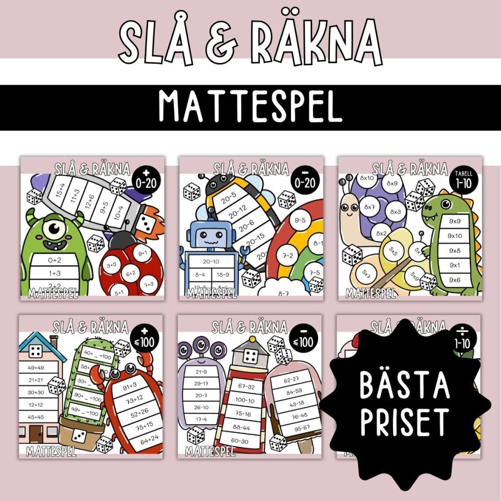 Slå & räkna – Stort paket med mattespel