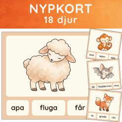 NYPKORT - DJUR | lugna färger | läsa enkla ord f-1