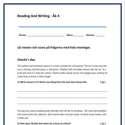 Kartläggning Engelska åk 4 – Reading & Writing