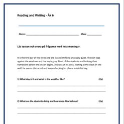 Kartläggning Engelska åk 6 – Reading & Writing