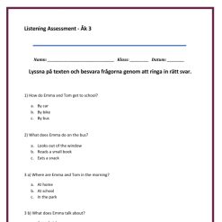 Kartläggning Engelska åk 3 – Listening (Uppdaterad HT26)