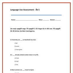 Kartläggning åk 5 Engelska - Language use Assessment (grammatik) Del D