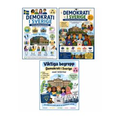 Demokrati i Sverige åk 4–6 – komplett paket med bildstöd Arbetshäfte, instuderingsfrågor och viktiga begrepp