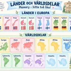 Världsdelarna och länder i Europa memory!
