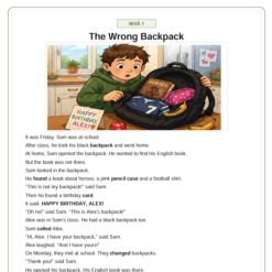 Engelsk läsförståelse med ljudfiler - The Wrong Backpack (3 nivåer, kapitel 1)