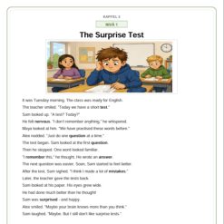 Engelsk läsförståelse med ljudfiler – The Surprise Test (3 nivåer, kapitel 5)
