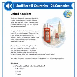 Countries – 24 ljudfiler till läsförståelse i engelska, Åk 4-5