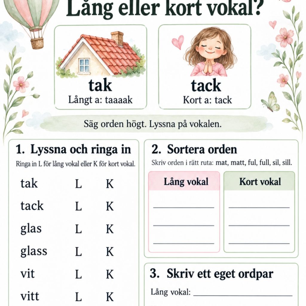 Lång eller kort vokal.