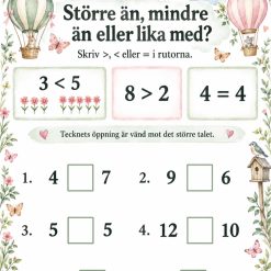 Likhetstecken, större än och mindre än.