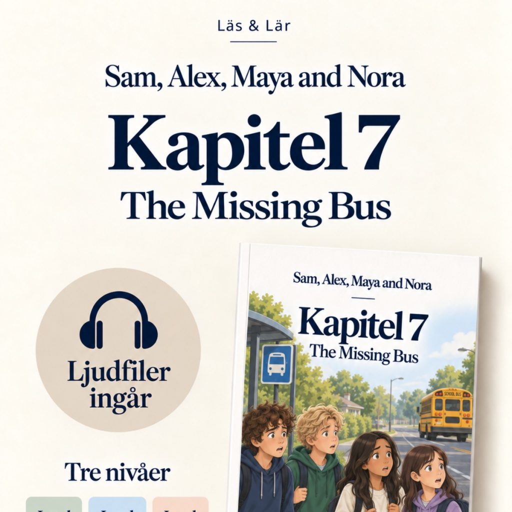 Engelska läsförståelse med ljudfiler, Kap. 7: The Missing Bus, 3 nivåer