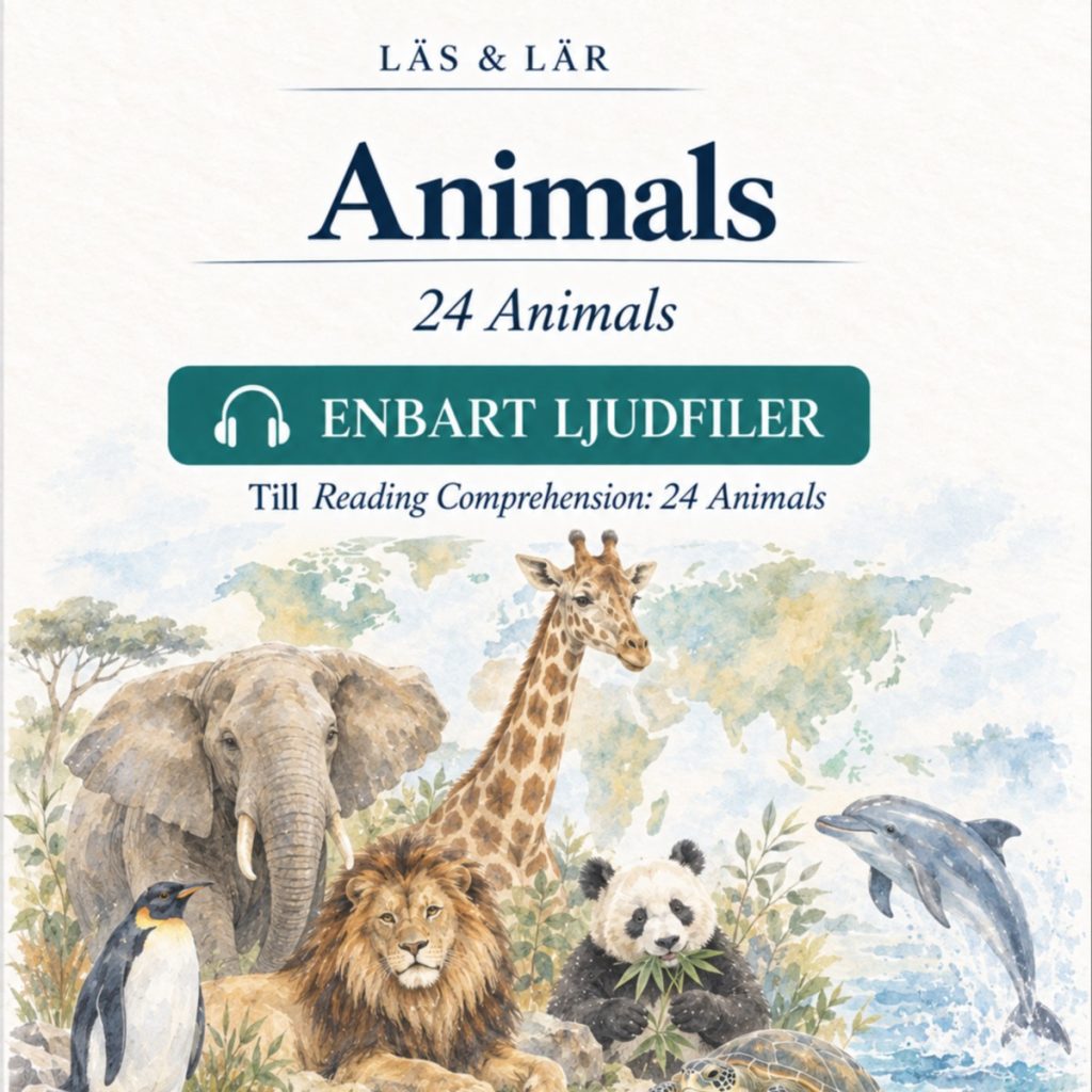 Animals – 24 ljudfiler till Reading Comprehension, Engelska åk 3–5