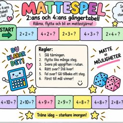 Mattespel 2-6:ans gångertabell
