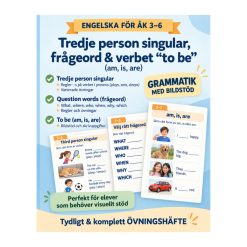 Engelska grammatik åk 3-6 – Third Person, Question Words & Verb to Be (med bildstöd)