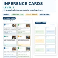 48 Inference Cards Level 2 - Träna inferenser och läsförståelse i engelska - Åk 4-6