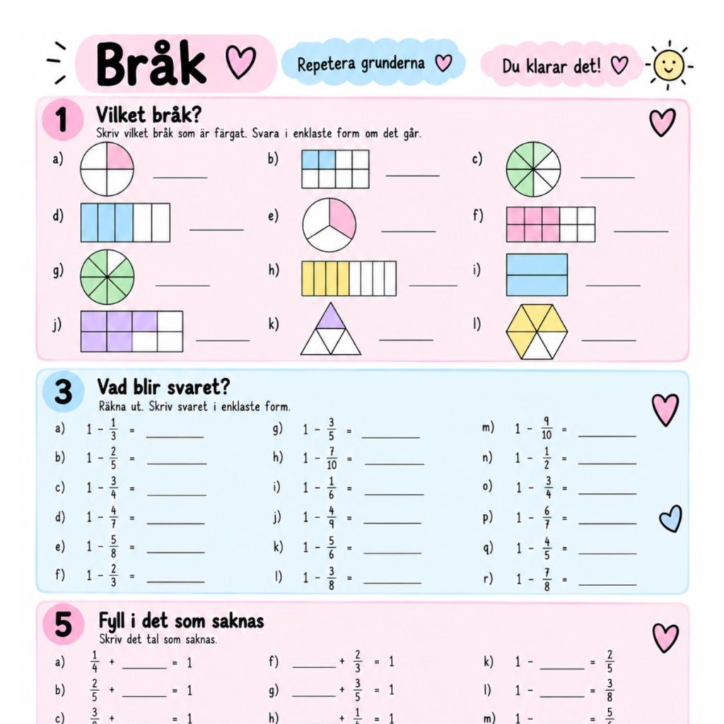 Arbetsblad bråk