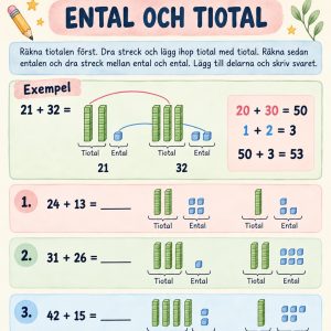 Tiotal och ental arbetsblad!