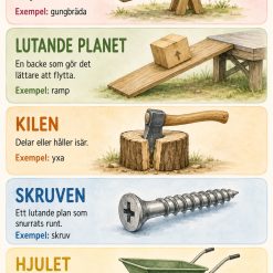 Poster med de fem mekaniska maskinerna inom teknik!
