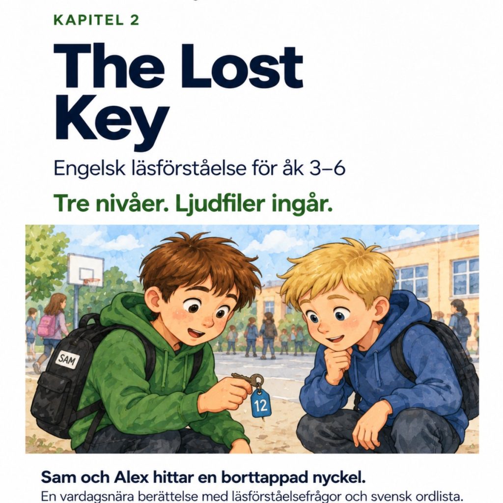 Engelsk läsförståelse med ljudfiler – The Lost Key (3 nivåer, kapitel 2)