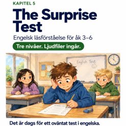 Engelsk läsförståelse med ljudfiler – The Surprise Test (3 nivåer, kapitel 5)