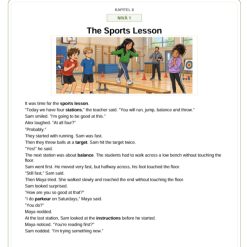 Engelska läsförståelse med ljudfiler, Kapitel 8 - The Sports Lesson, 3 nivåer