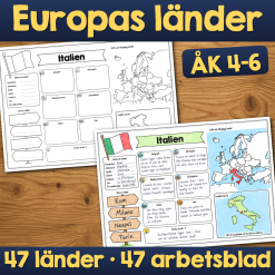 Europas länder – komplett arbetsblads­serie (47 länder)