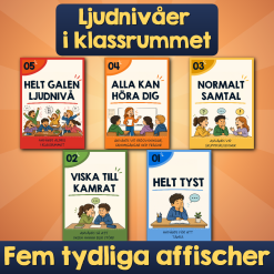 Ljudnivåer i klassrummet | Fem tydliga affischer