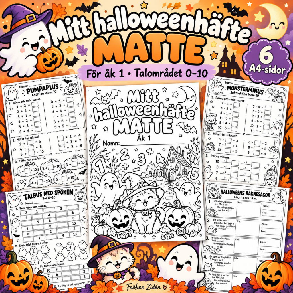 🎃 Mitt halloweenhäfte – matte för åk 1