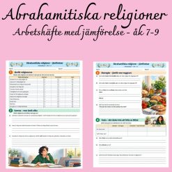 Abrahamitiska religioner – jämförelser | Arbetshäfte + facit | Åk 7–9