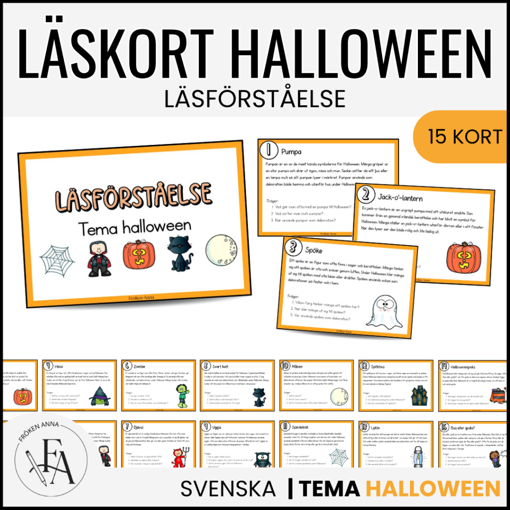 Läskort / Läsförståelsekort | Tema Halloween