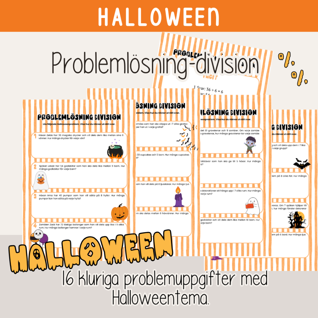 Halloween – Problemlösning division – Kluriga uppgifter med Halloweentema