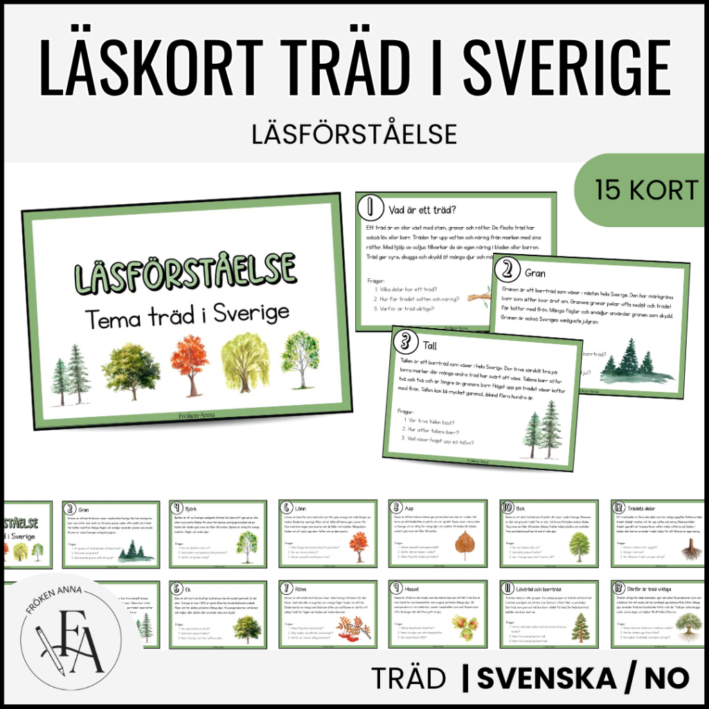 Läskort / Läsförståelsekort | Tema Träd