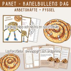 Kanelbullens dag - Paket - Läsförståelse, skrivuppgift, kluirigheter och pyssel