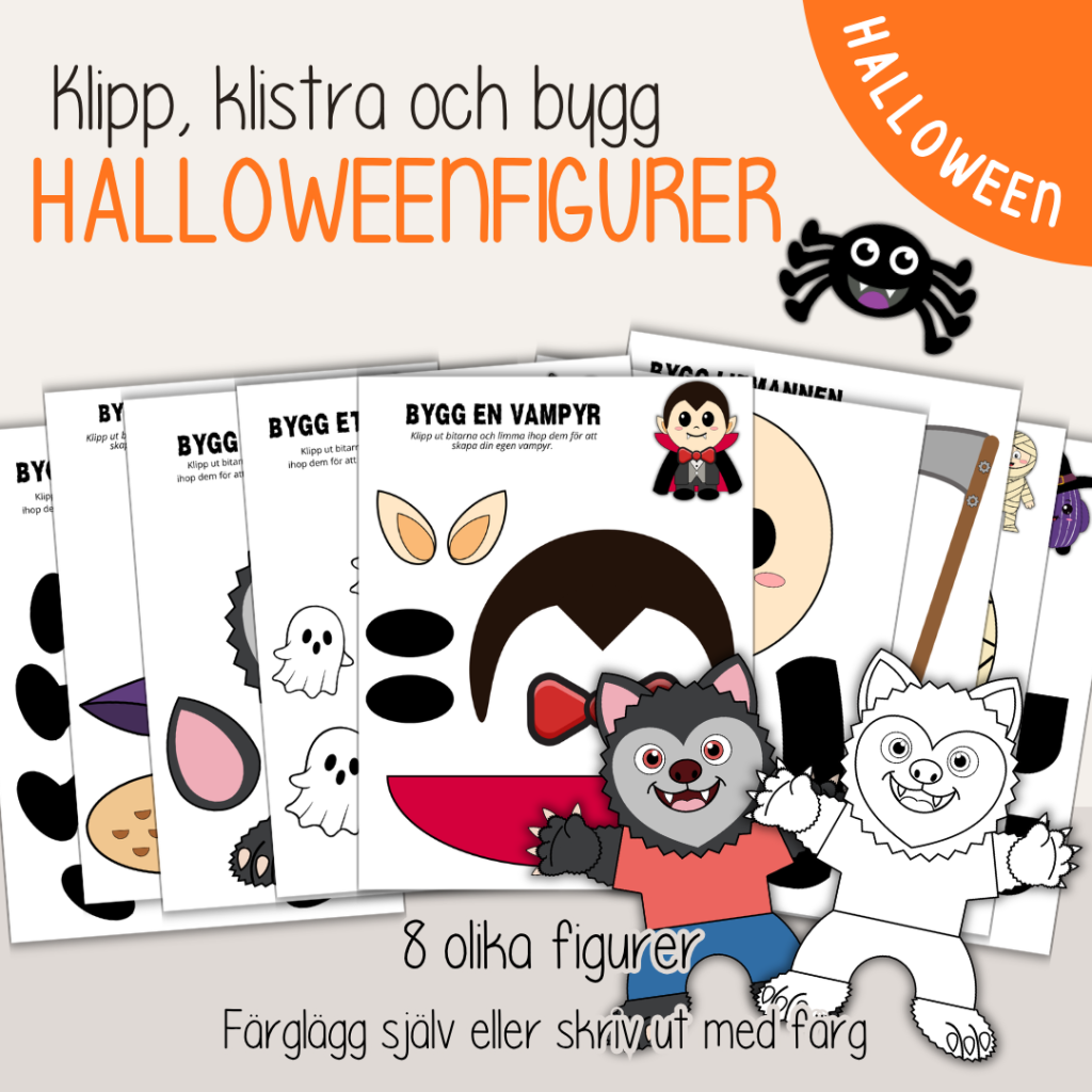 Halloween – Bygg egna Halloweenfigurer, klipp, klistra och pyssla!