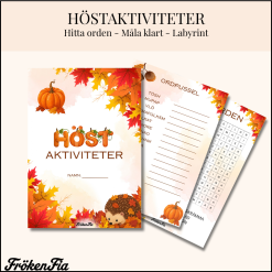 Höstaktiviteter - Hitta orden - Måla klart - Labirynt - Ordpussel