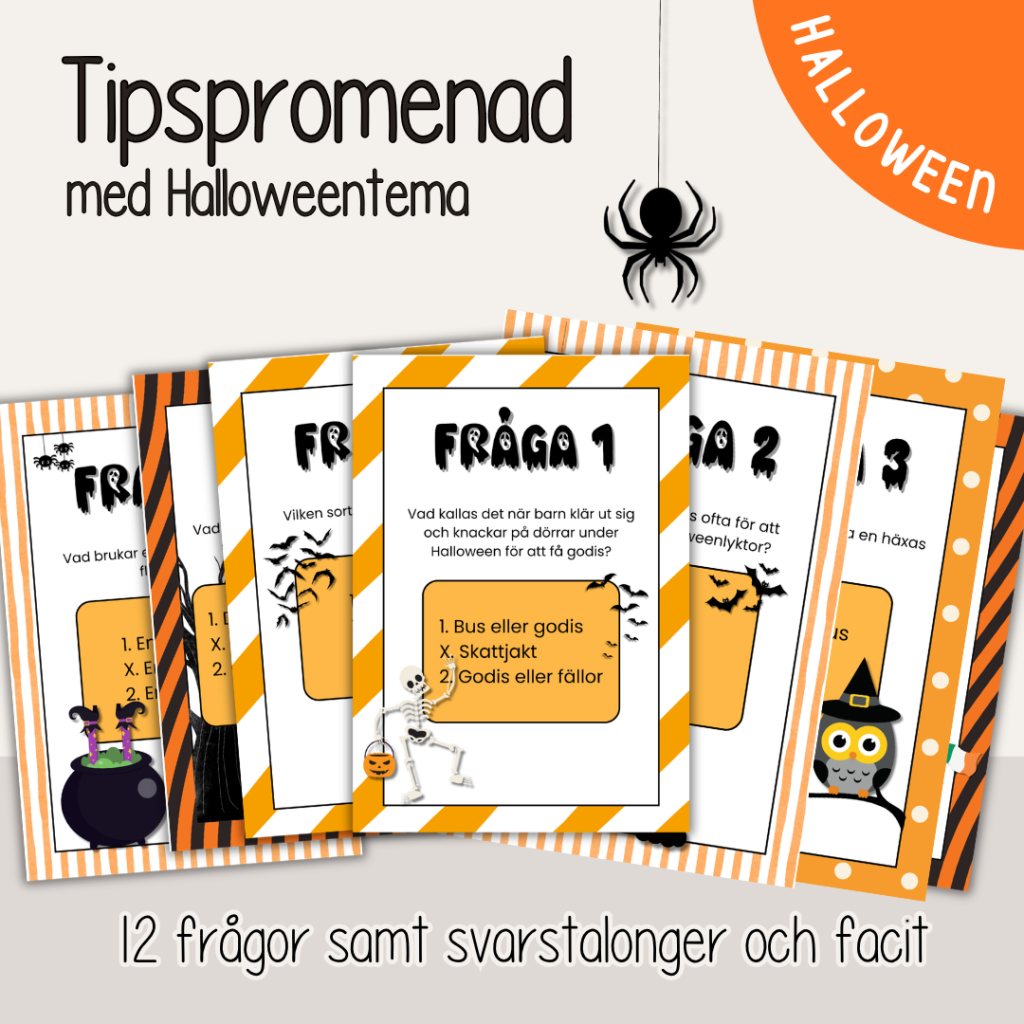 Halloween – Tipspromenad – 12 frågor med Halloweentema