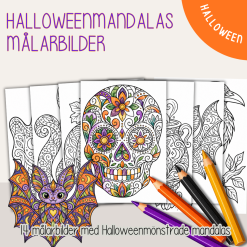 Halloween - Målarbilder Halloweenmandalas - 14 olika målarbilder