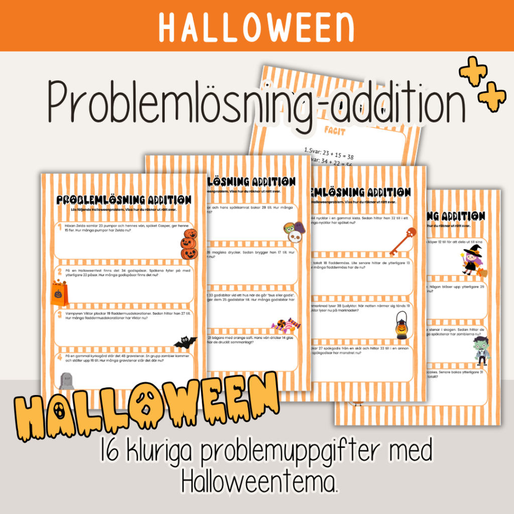 Halloween – Problemlösning addition – Kluriga uppgifter med Halloweentema