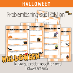 Halloween - Problemlösning subtraktion - Kluriga uppgifter med Halloweentema