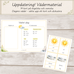 Uppdaterat Montessori vädermaterial – 14 väderkort | Svenska & engelska |