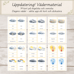 Uppdaterat Montessori vädermaterial – 14 väderkort | Svenska & engelska |