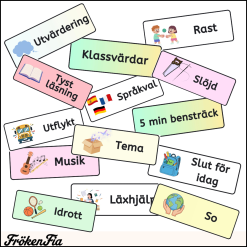 33st Färgkoordinerade ämnesskyltar och veckodagar (med bildstöd )