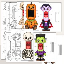 Halloween - Pyssla handdockor - 6 olika Halloweenfigurer