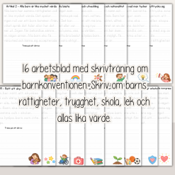 FN-dagen - Barnkonventionen - Skrivträning - Skriv om 16 olika artiklar