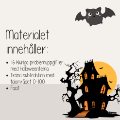 Halloween - Problemlösning subtraktion - Kluriga uppgifter med Halloweentema