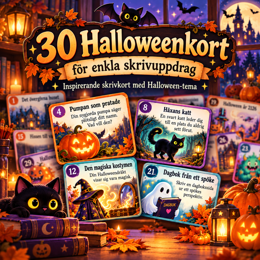 30 enkla skrivkort med halloweentema