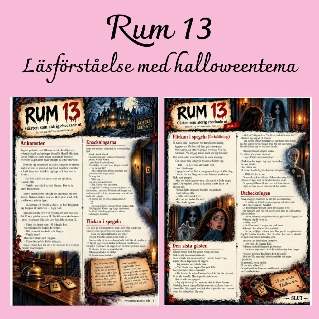 RUM 13 – Kuslig läsförståelse med Halloweentema | Åk 4–9 | 20 frågor + facit
