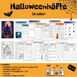 Halloweenhäfte åk 4–6 | Läsförståelse, matematik, logik, engelska och målarbilder